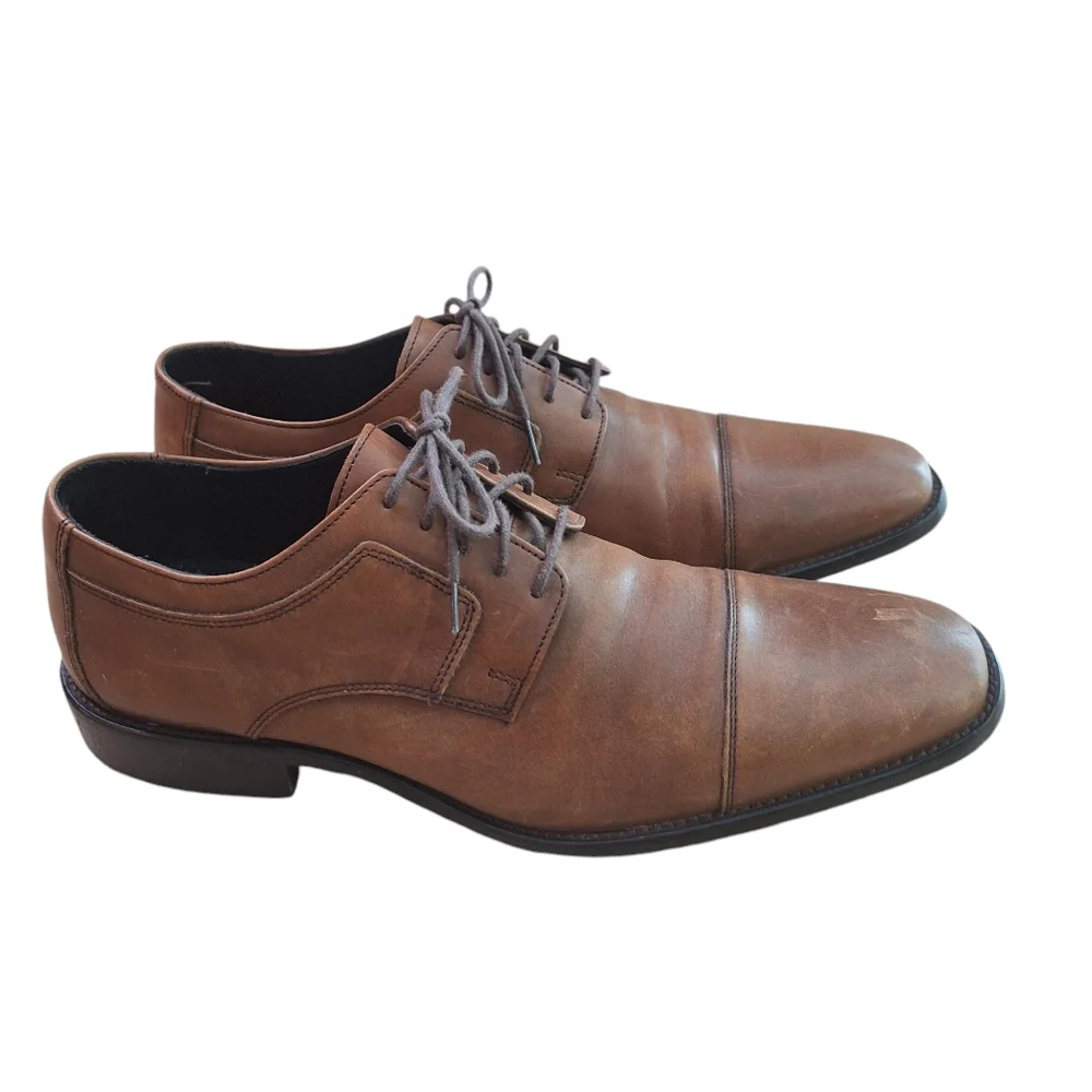 Johnston & Murphy Lancaster Cap Toe Derby Men's Tan Brown Dress Shoes sz 12M